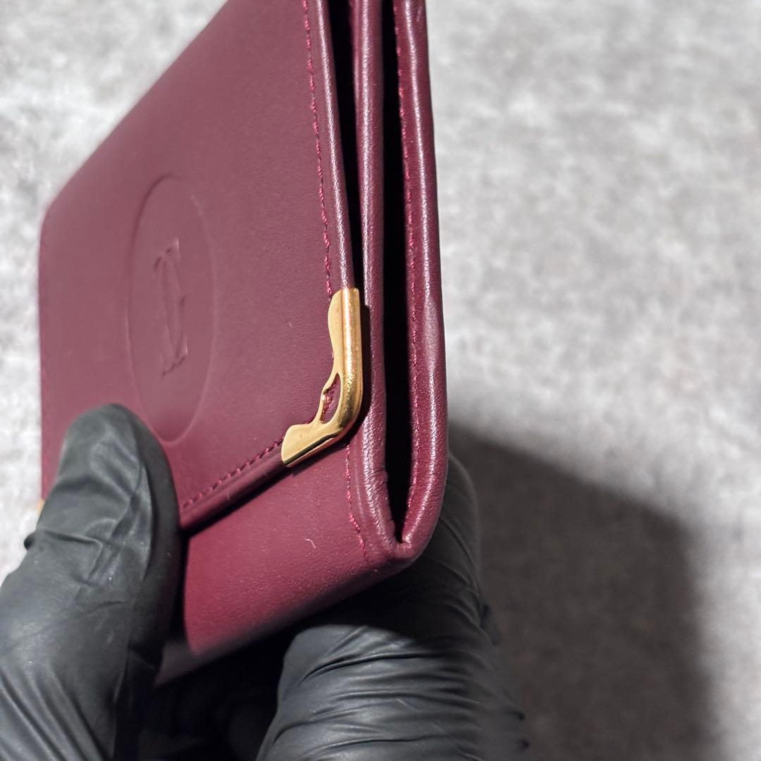 未使用 カルティエ マストライン 小銭入れ ケース ゴールド金具 ボルドー