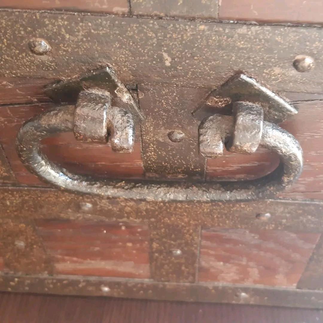 骨董品　江戸明治初期　 鉄枠木箱