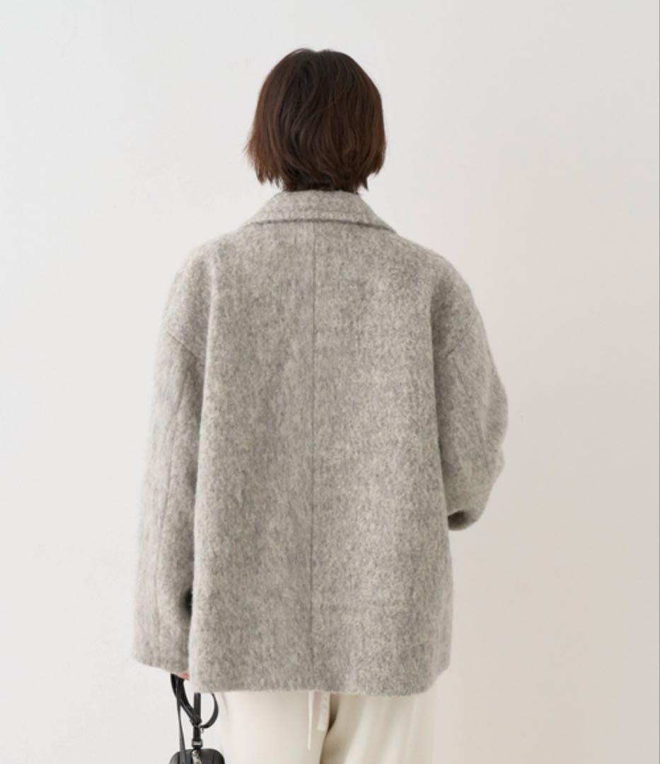 ルージュヴィフ　ラメシャギースライバーPコート/ピーコート　グレー