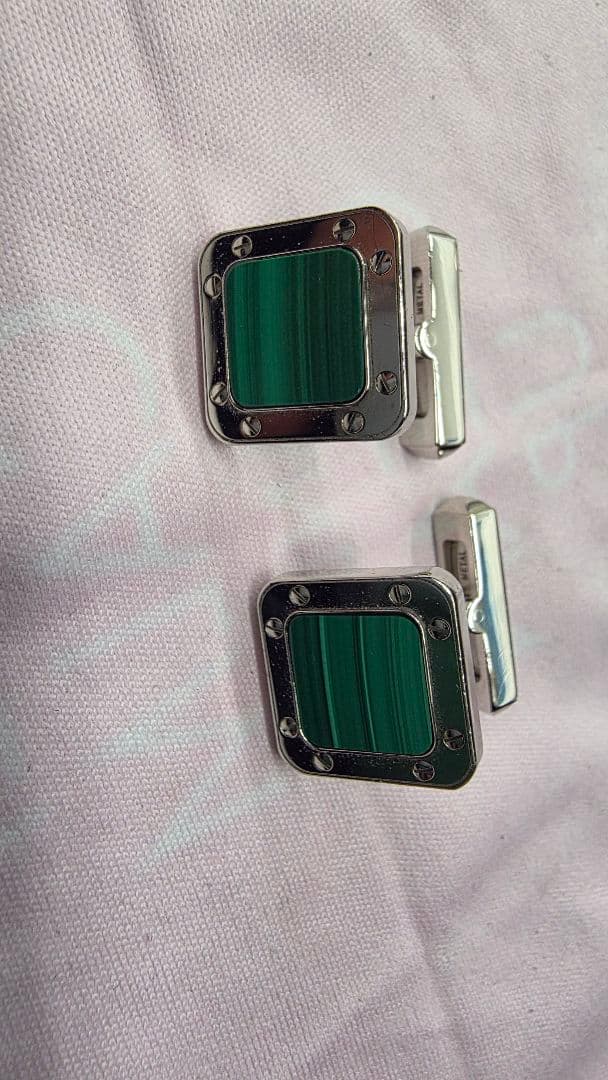 カルティエ マラカイト スクエアカフリンクス