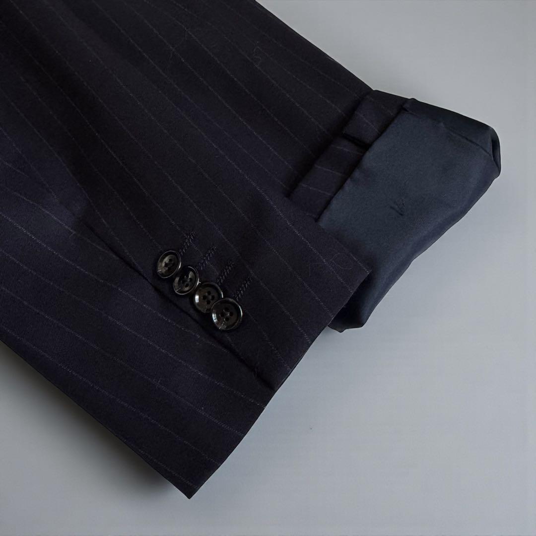 TAKAQ SUPER140’s 3Pスーツ AB7 ネイビー ストライプ