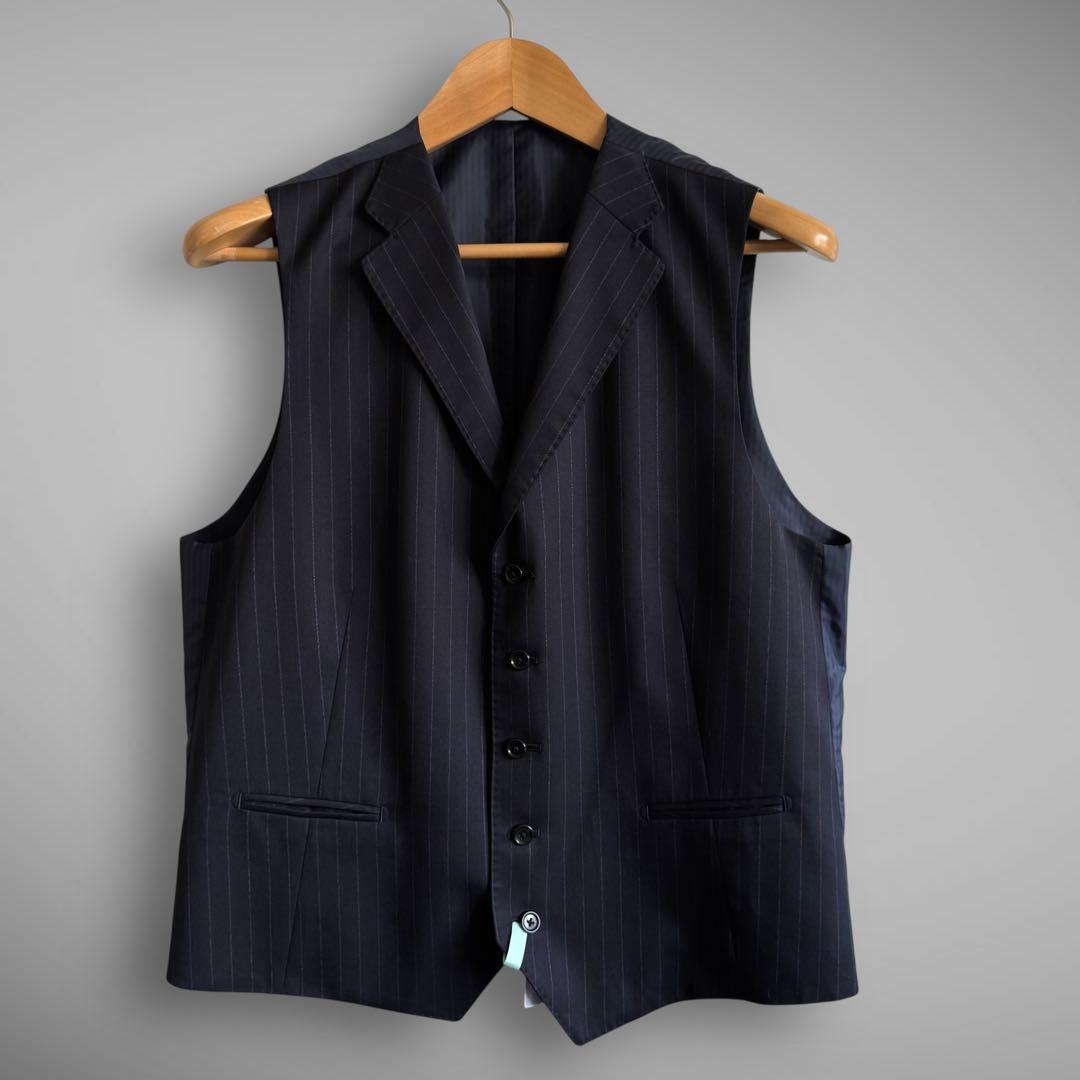 TAKAQ SUPER140’s 3Pスーツ AB7 ネイビー ストライプ