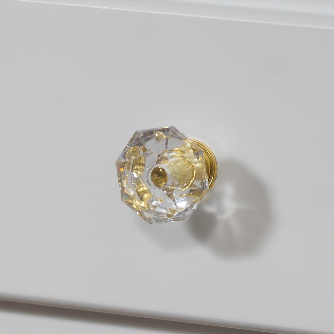 アウトレット家具　デスクテーブル　クリスタル調取っ手　エレガント　姫系