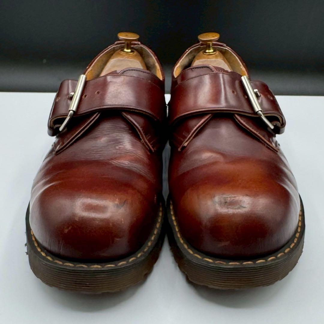レア/UK9 ドクターマーチン イングランド製 スチールトゥ シングルモンク 茶