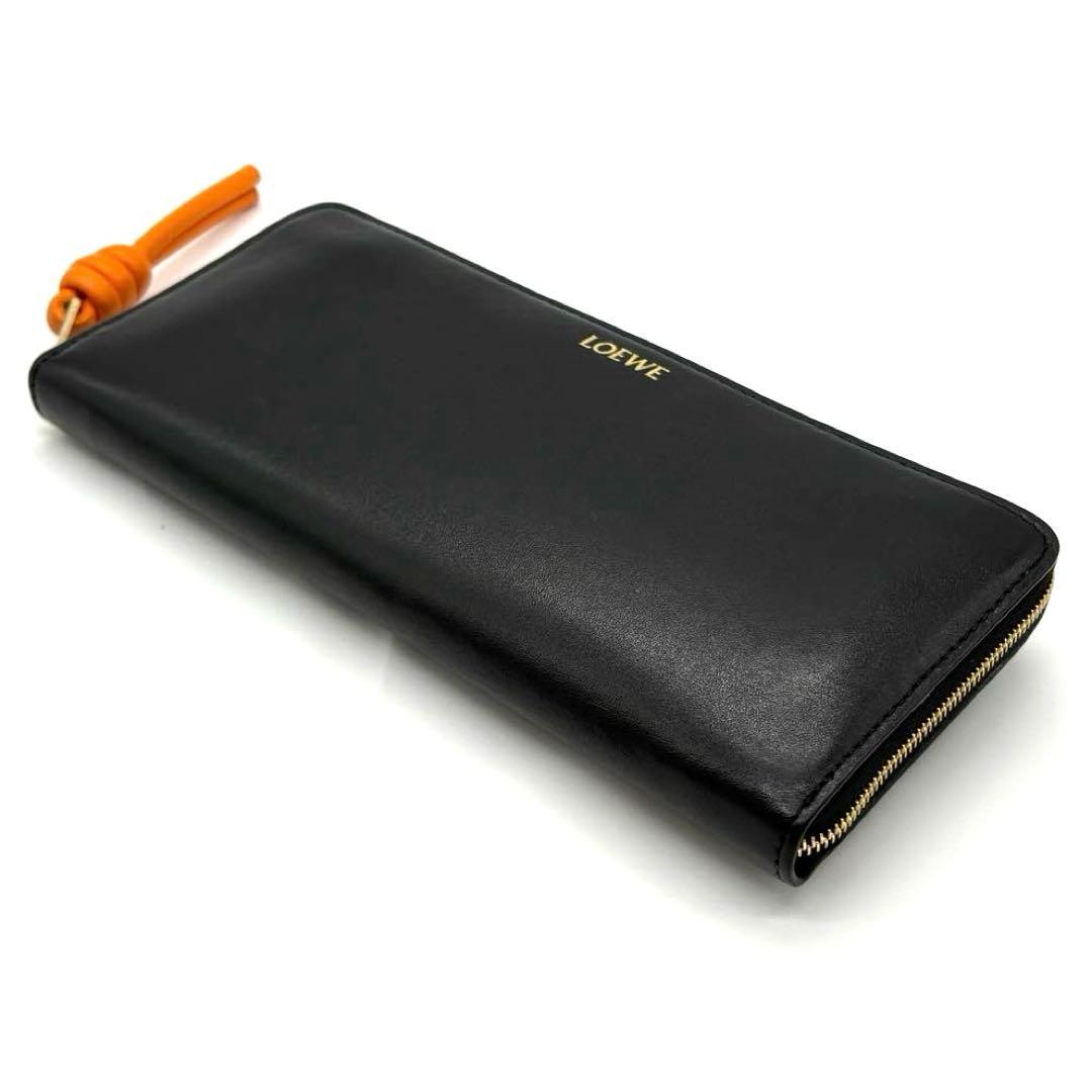 ロエベ レザーノット ラウンドファスナー 長財布 ブラック 極美品 付属品完備