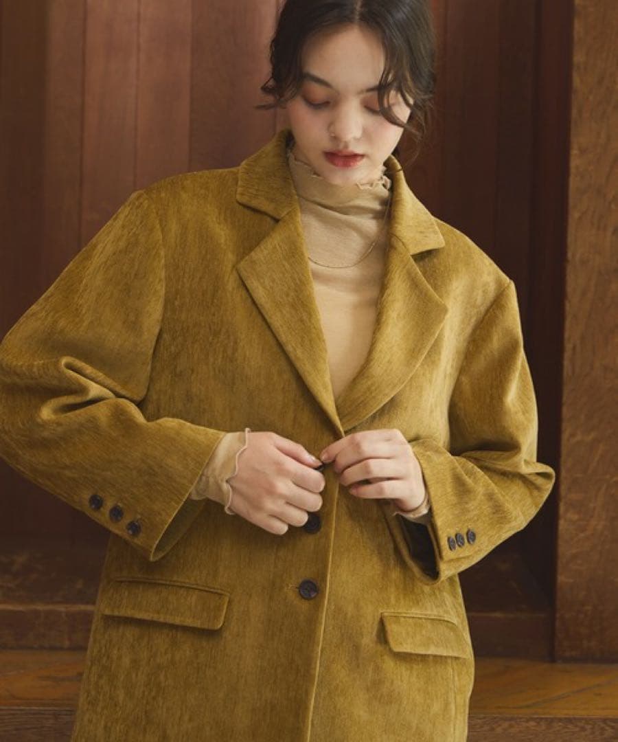 新品タグ付き☆OLUN ルーズベーシックモールジャケット 【マスタード　s】