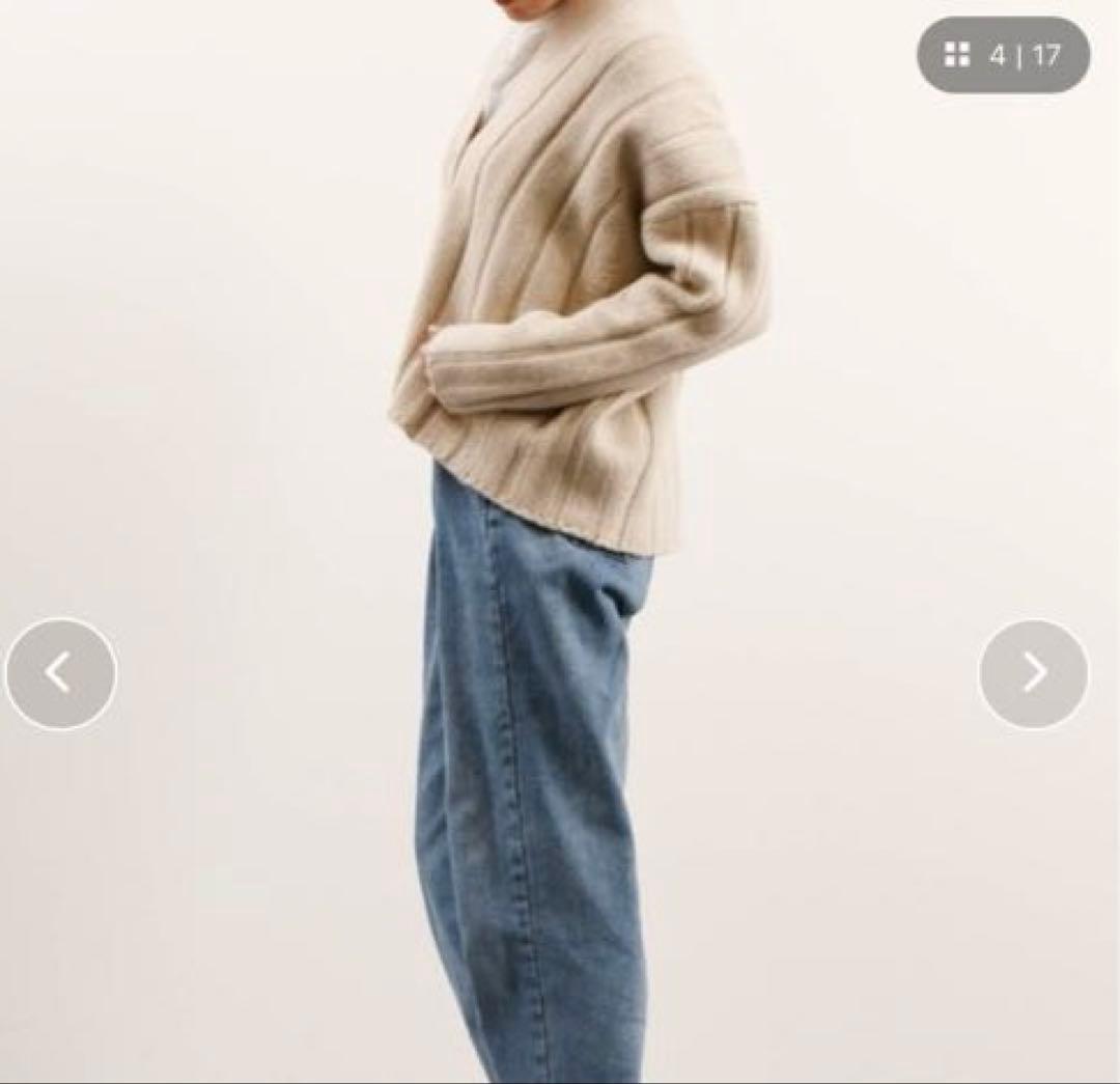 美品★定価4.2万円★ ジェーンスミス★ウールカシミアワイドリブカーディガン