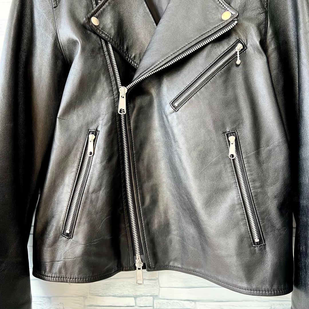 UNITED ARROWS⭐️本革ダブルライダースジャケット、黒色、サイズ40