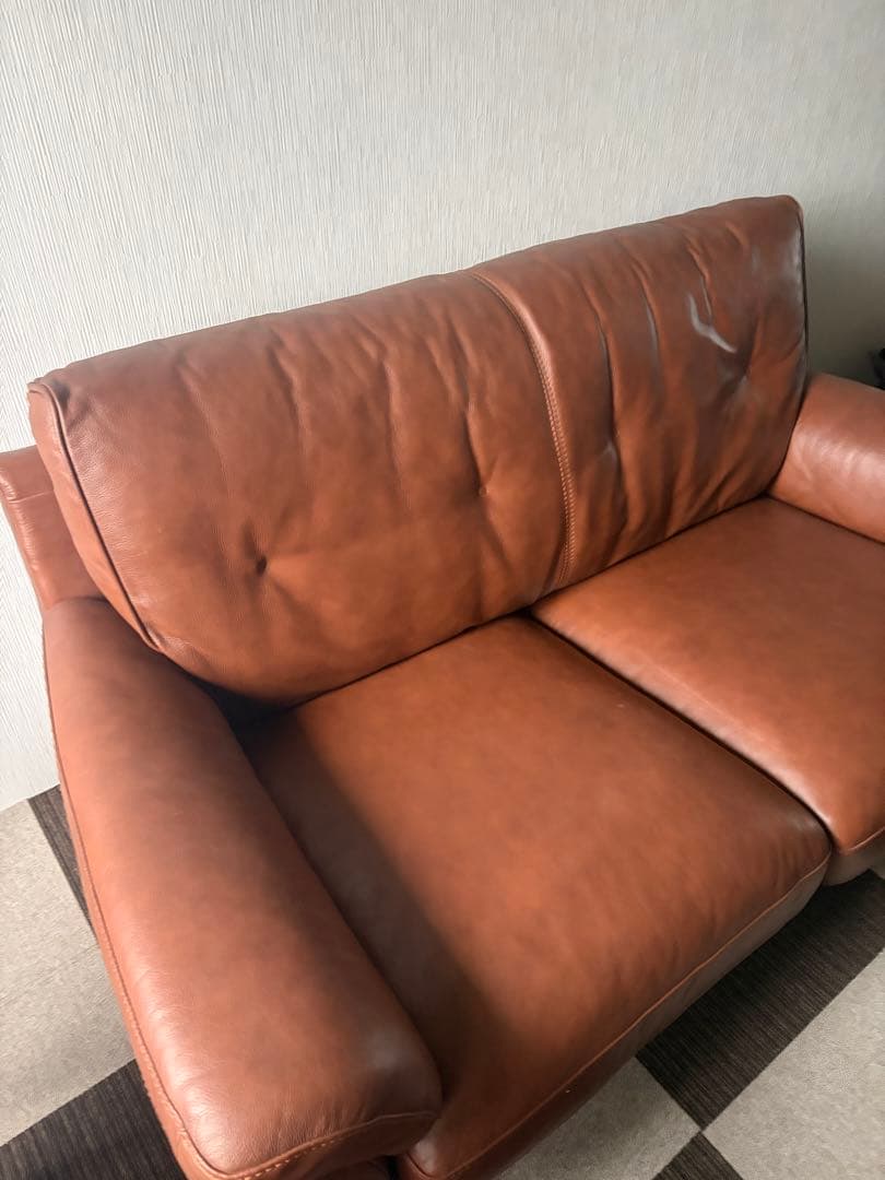 カリモク本革2人掛けソファ(関東無料配達)