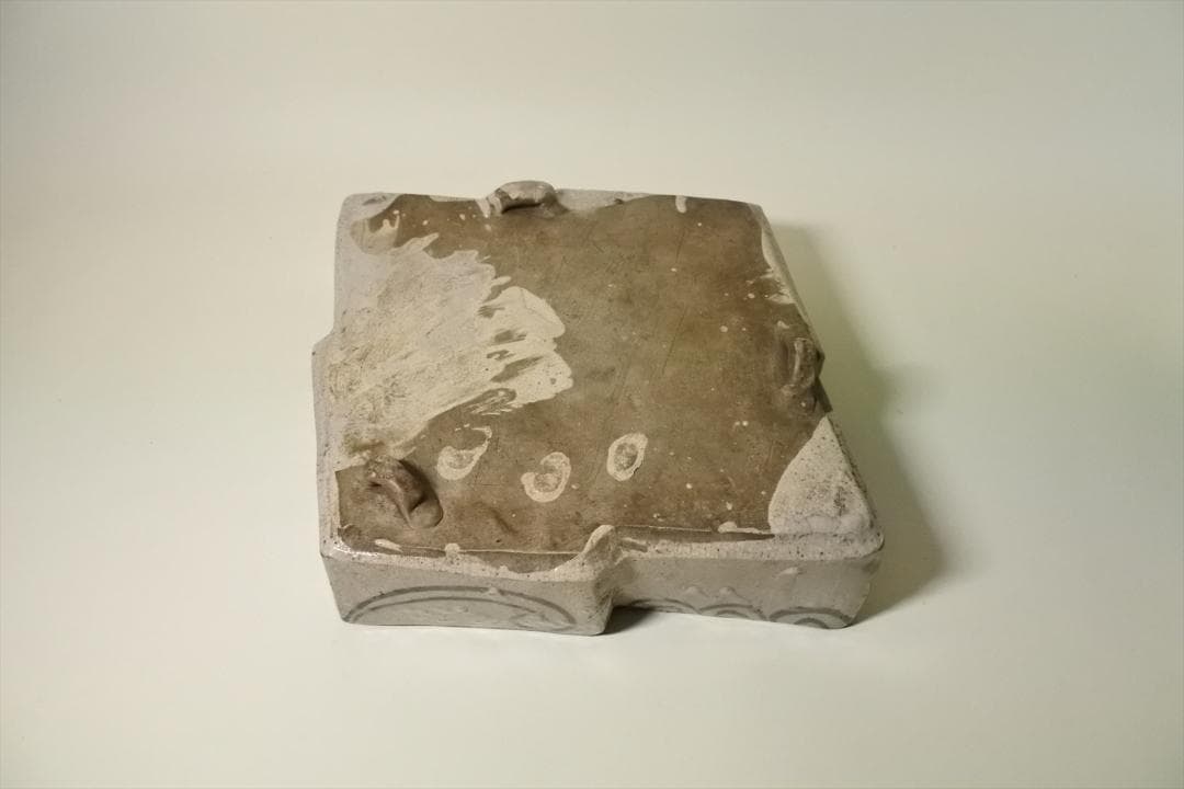 江戸末期　絵瀬戸　草花紋　菱形　平鉢　骨董品　アンティーク