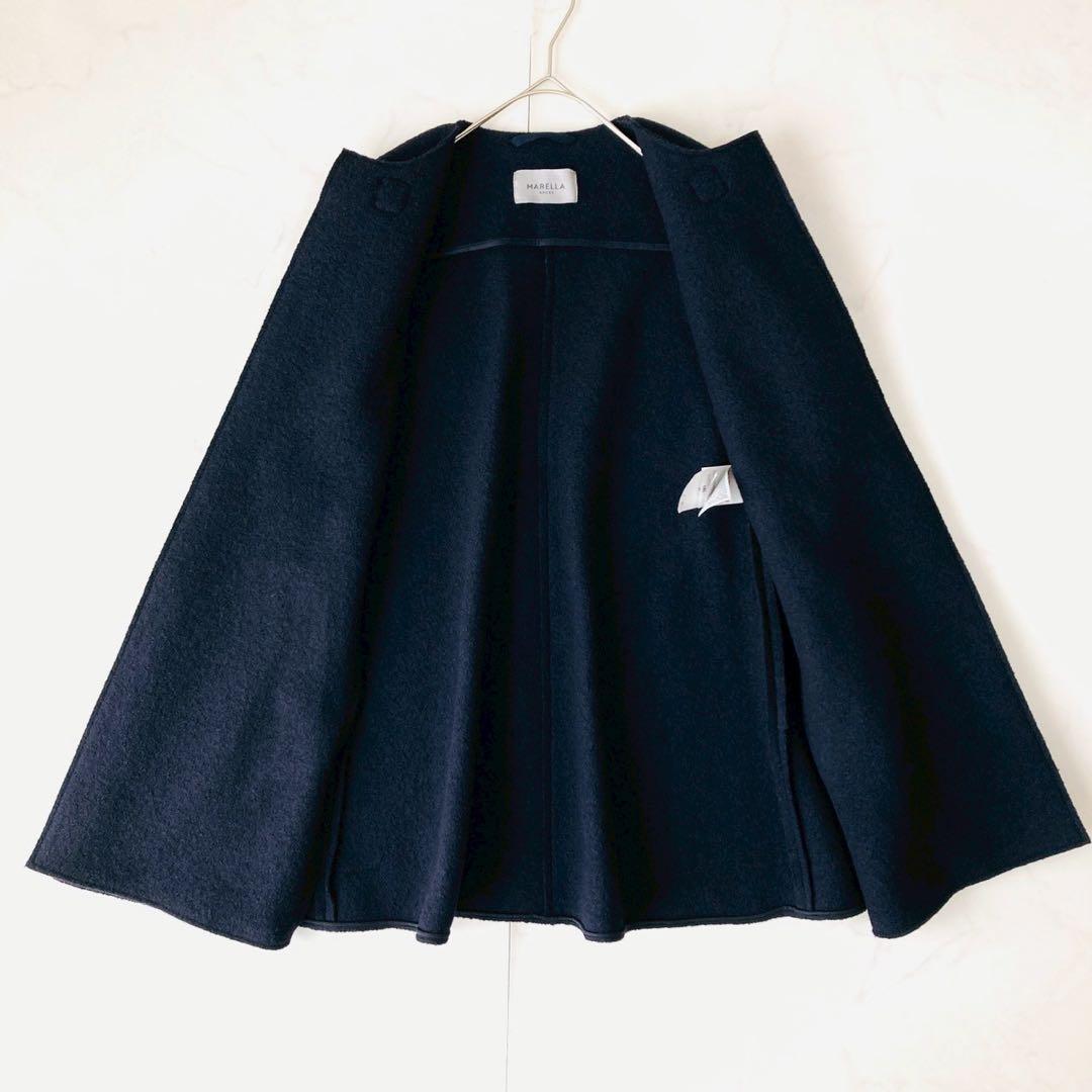 現行✨マックスマーラ　リバーポンチョ　ケープコート　イタリア製　ネイビー　S