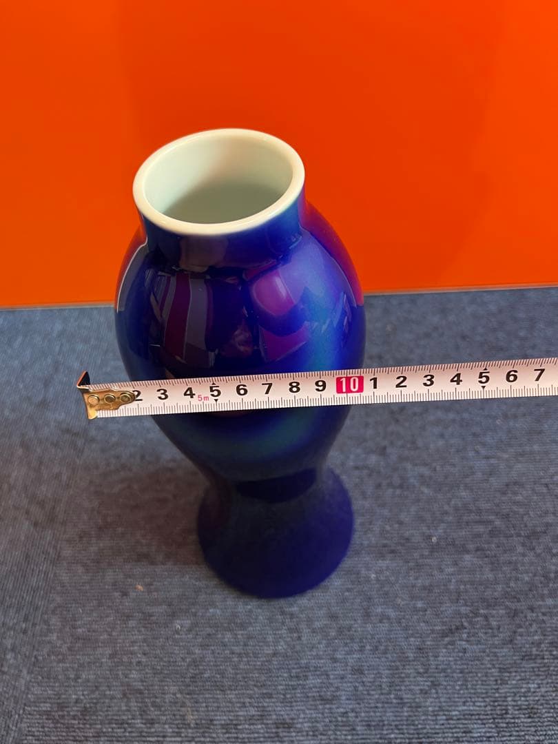 929 深川製磁　ルリ三彩　花瓶　未使用