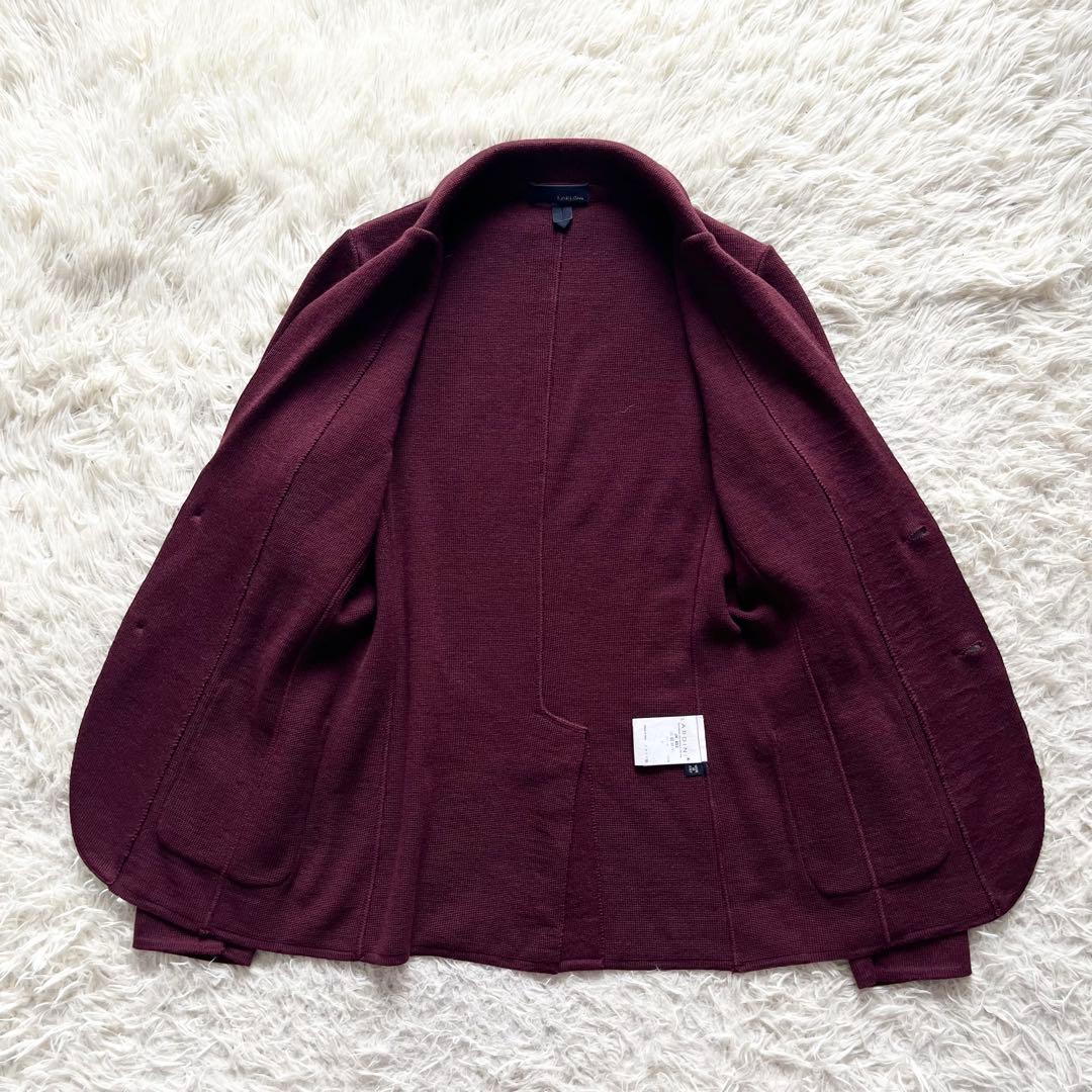 <美品>LARDINI ボルドー ウール ニット ジャケット サイズS相当
