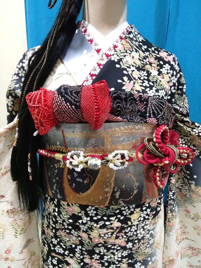 振袖フルセット、正絹振袖、友禅染、成人式、重ね衿、帯揚げ帯締め、西陣袋帯、長襦袢