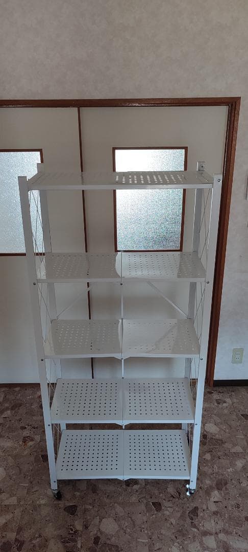 ホワイト 折り畳み可能5段ラック