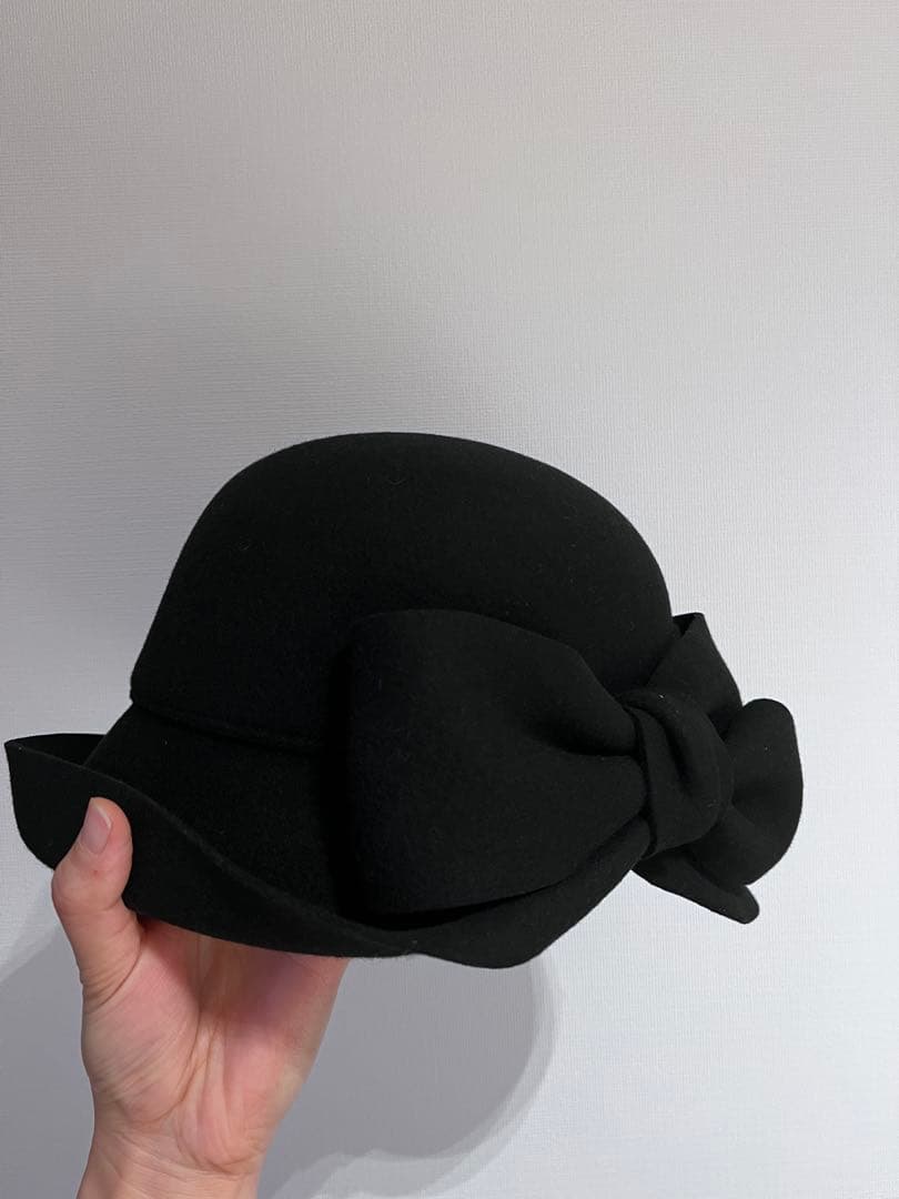 CA4LA リボン付き 黒 ウールハット フェルト 日本製