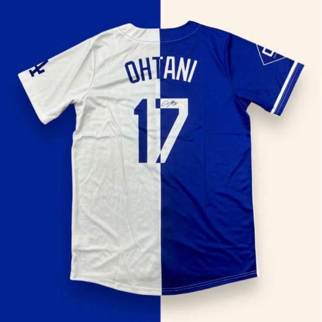 ドジャース 大谷 翔平 ユニフォーム ハーフ ミックス サインプリント #17
