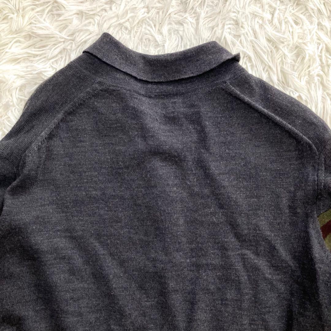 ヤン コムデギャルソン ボーダー 切替 ウール 襟付き ニット 長袖 M