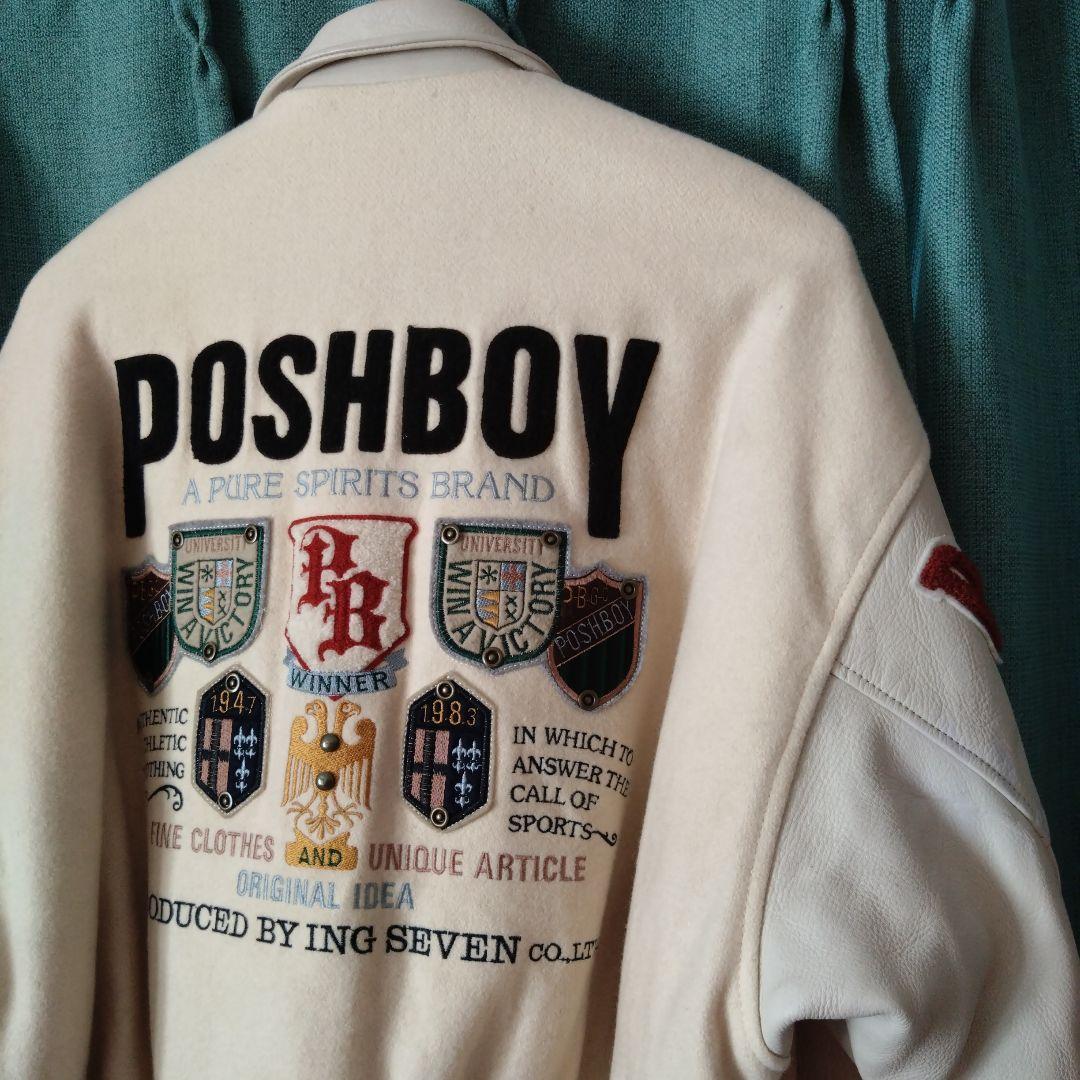 当時物ビンテージ80'sPOSHBOYポッシュボーイフルデコ袖革スタジャン