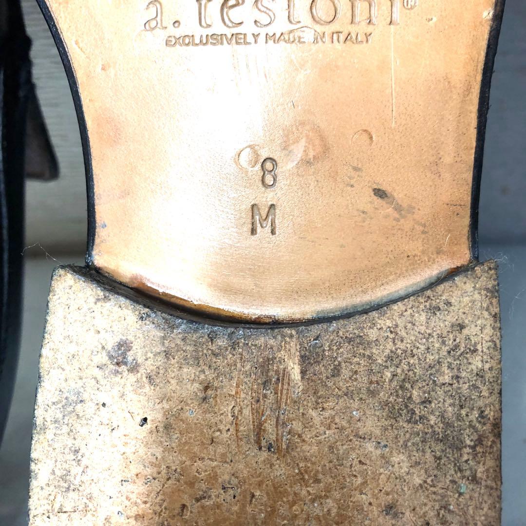 ほぼ新品 Italy製 size8 a testoni 本革ビットモカシン 黒