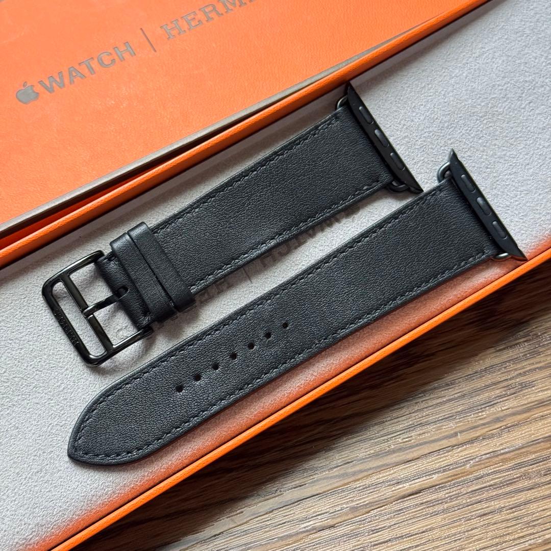 2400 美品　Apple Watch エルメス　ブラック　レザー　シングル