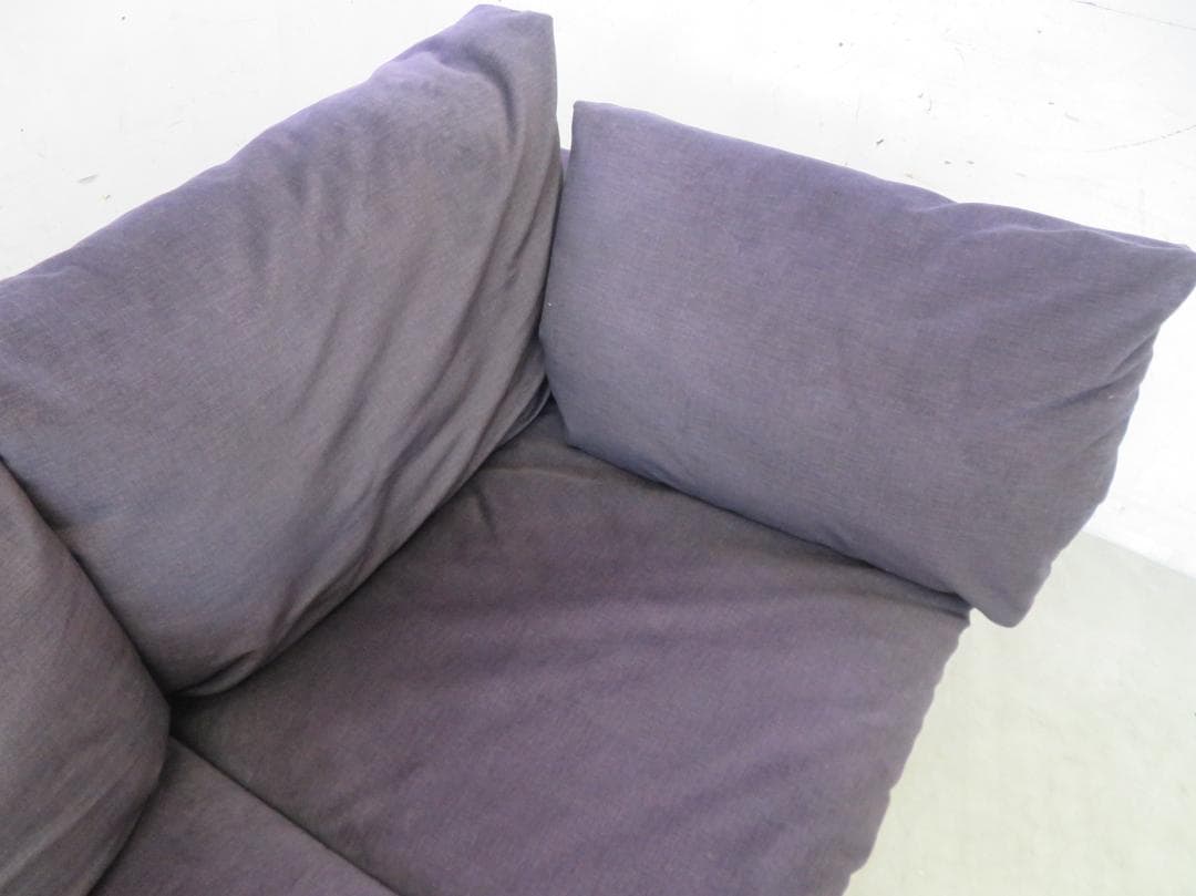 美品■カッシーナ■BOX■2人掛けワイドソファ■フェザー■ナス紺■69.6万円