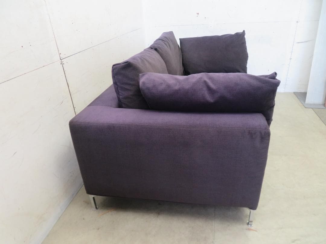 美品■カッシーナ■BOX■2人掛けワイドソファ■フェザー■ナス紺■69.6万円