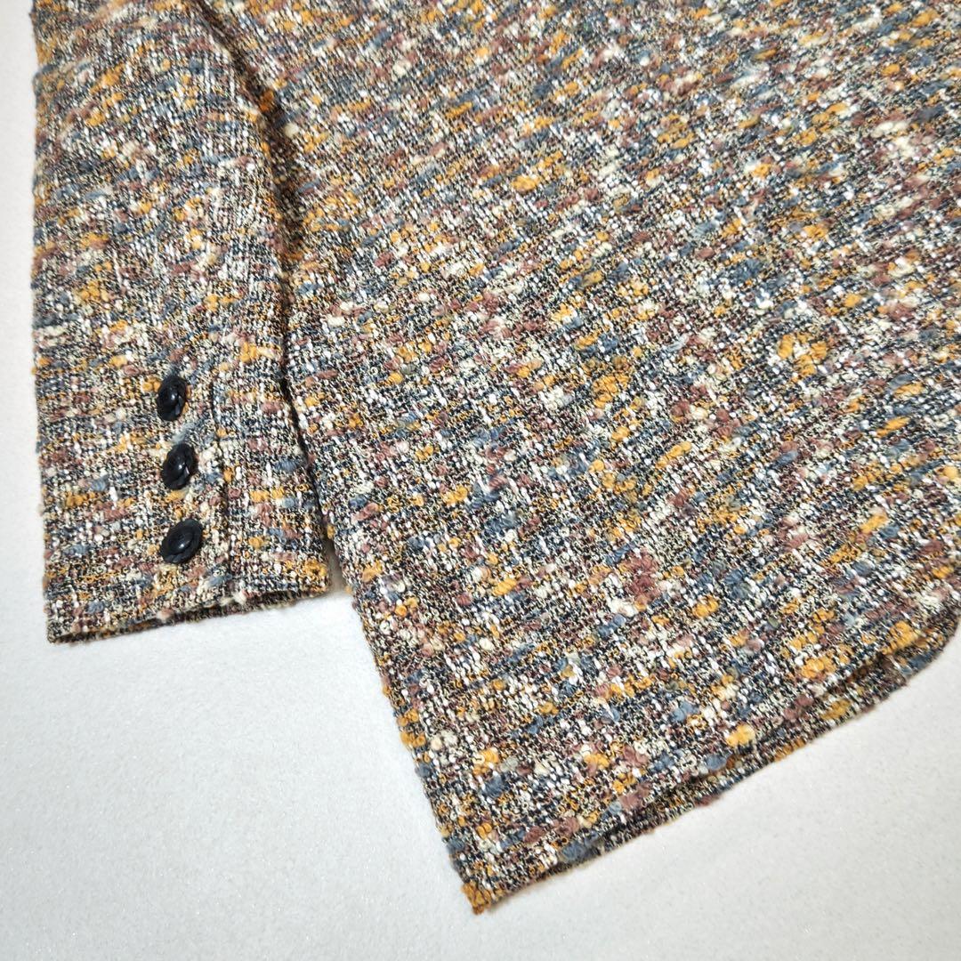 ジバンシィ　テーラードジャケット　ミックスツイード　ブークレ　ロゴ彫刻ボタン