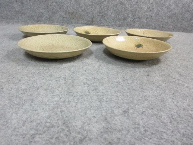 黄瀬戸絵変り小皿 5枚 [B24547]