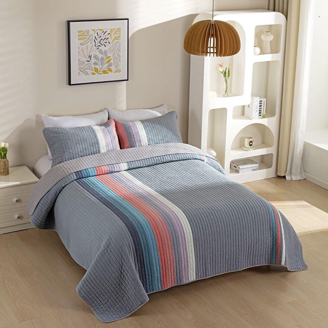 キルトベッドカバー3点セット綿マルチカバー キルティング 167