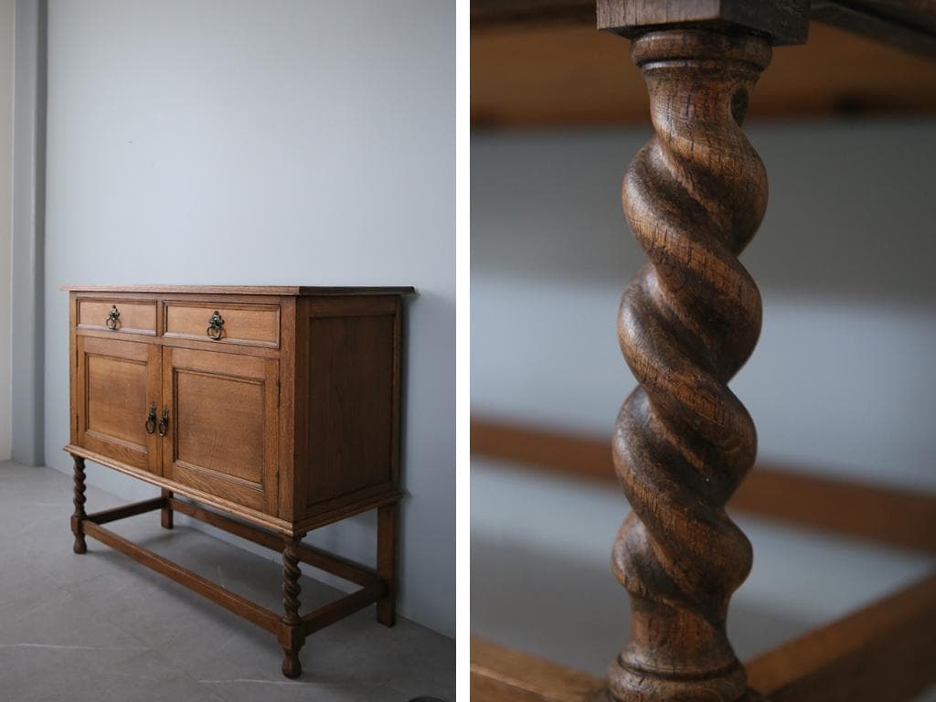 英国アンティーク木製サイドボード/キャビネット/チェスト/テーブル91-22-1