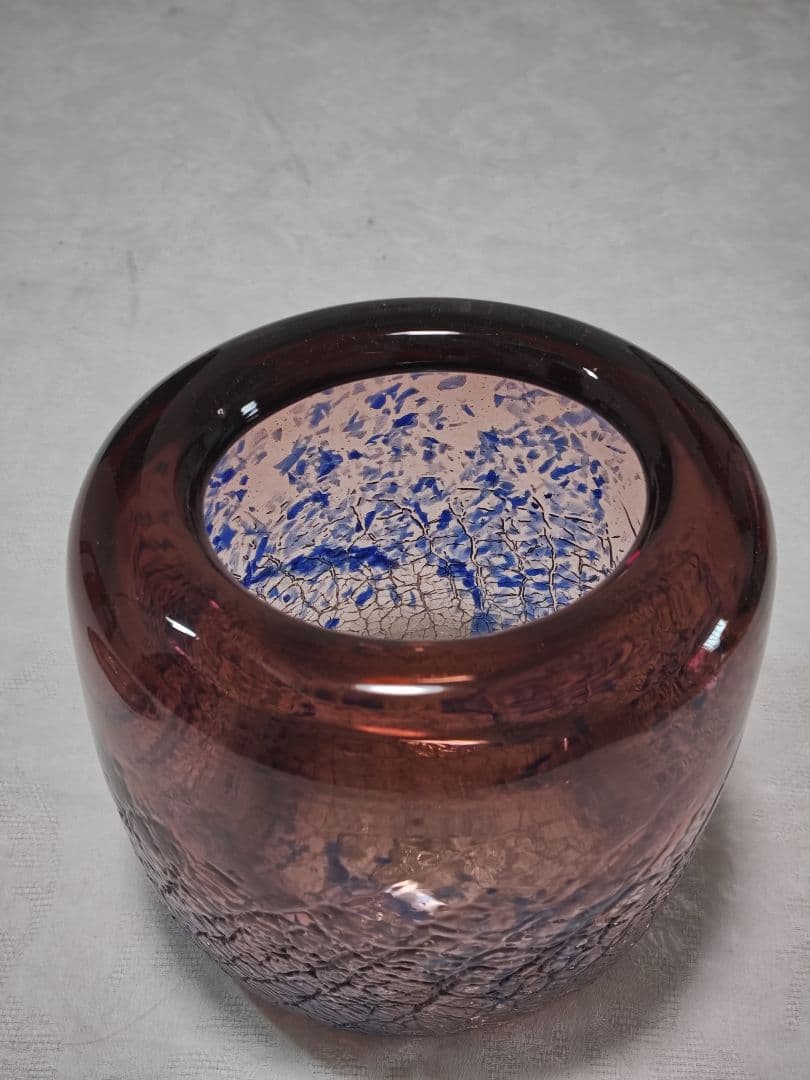 奥原硝子製造所　桃原正男　蓋付収納鉢　新品未使用　琉球ガラス