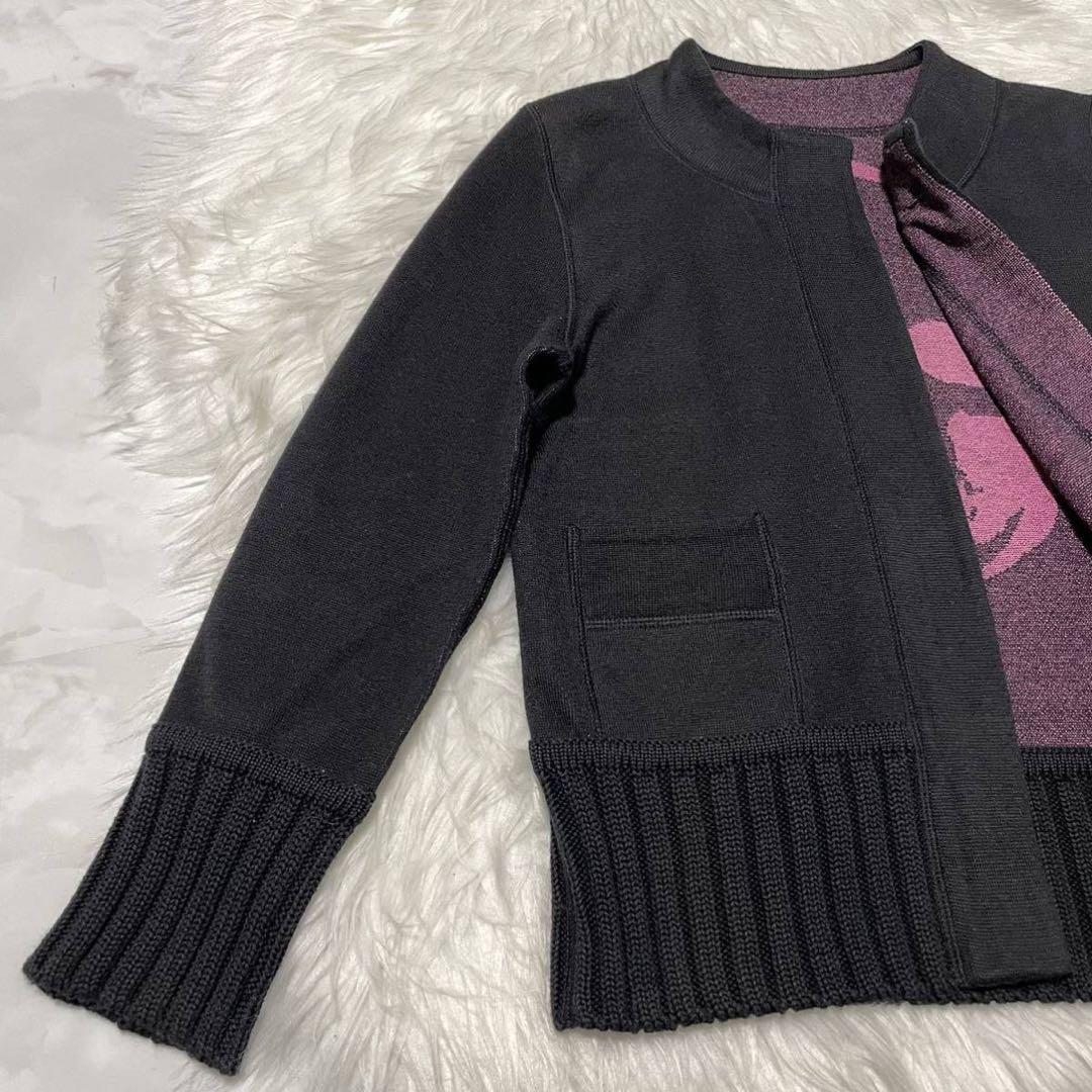 あーさん 本物 ルシアンぺラフィネ 背面スカル ニット カーディガン M