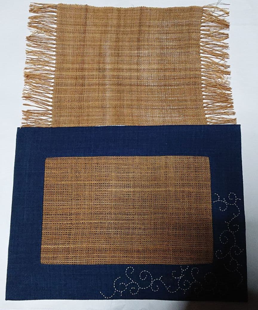 古代織品織しな布テーブルセンター小品２枚未使用品☆