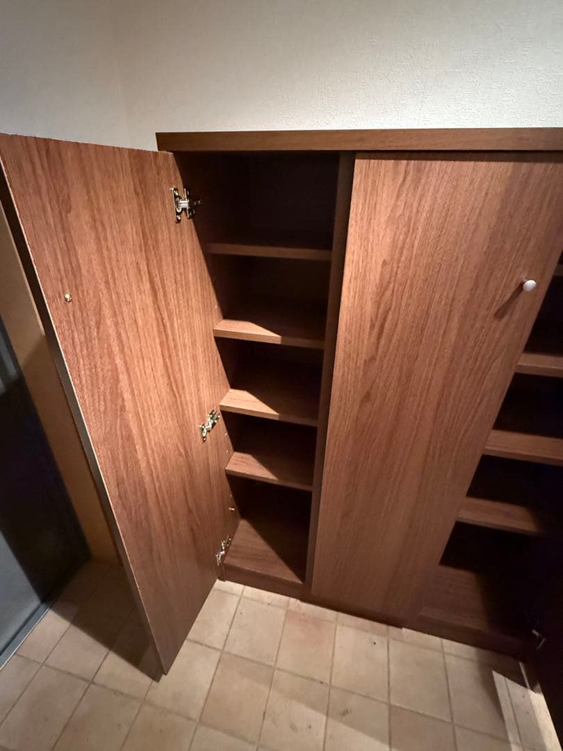 ブラウン シューズラック 5段棚付き