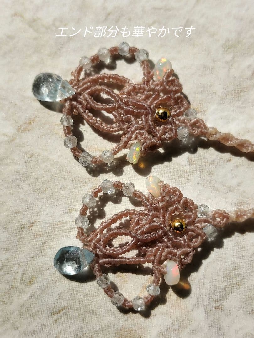 カンテラオパールチョーカーマクラメネックレス✧synchronicity ✡。