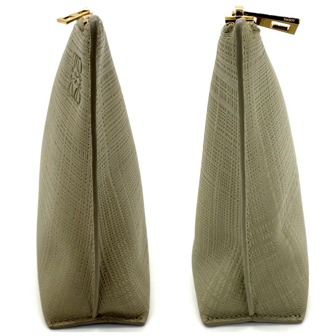 ★未使用級★LOEWE ロエベ クラッチバッグ 自立 リネン アナグラム トープ