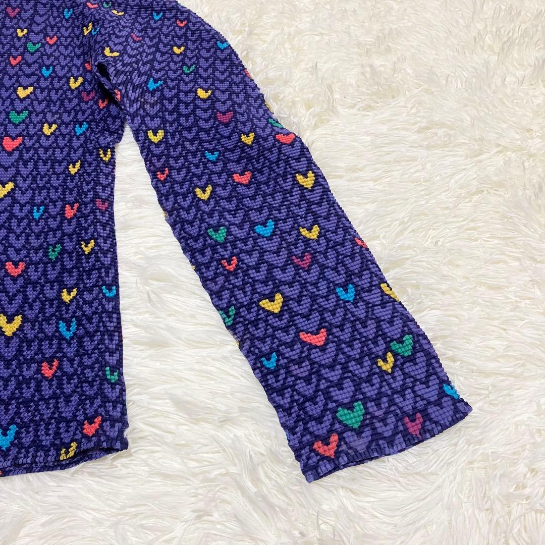 訳アリ美品 希少柄 ミーイッセイミヤケ 長袖カットソー ハイネック ハート柄