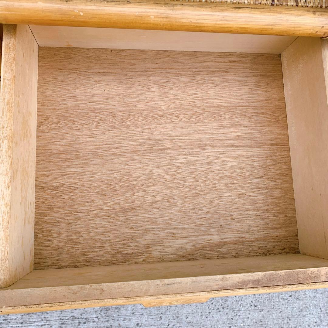 【送料込】ビンテージ バンブーラタンチェスト 籐家具 5段 引出し6杯 収納家具