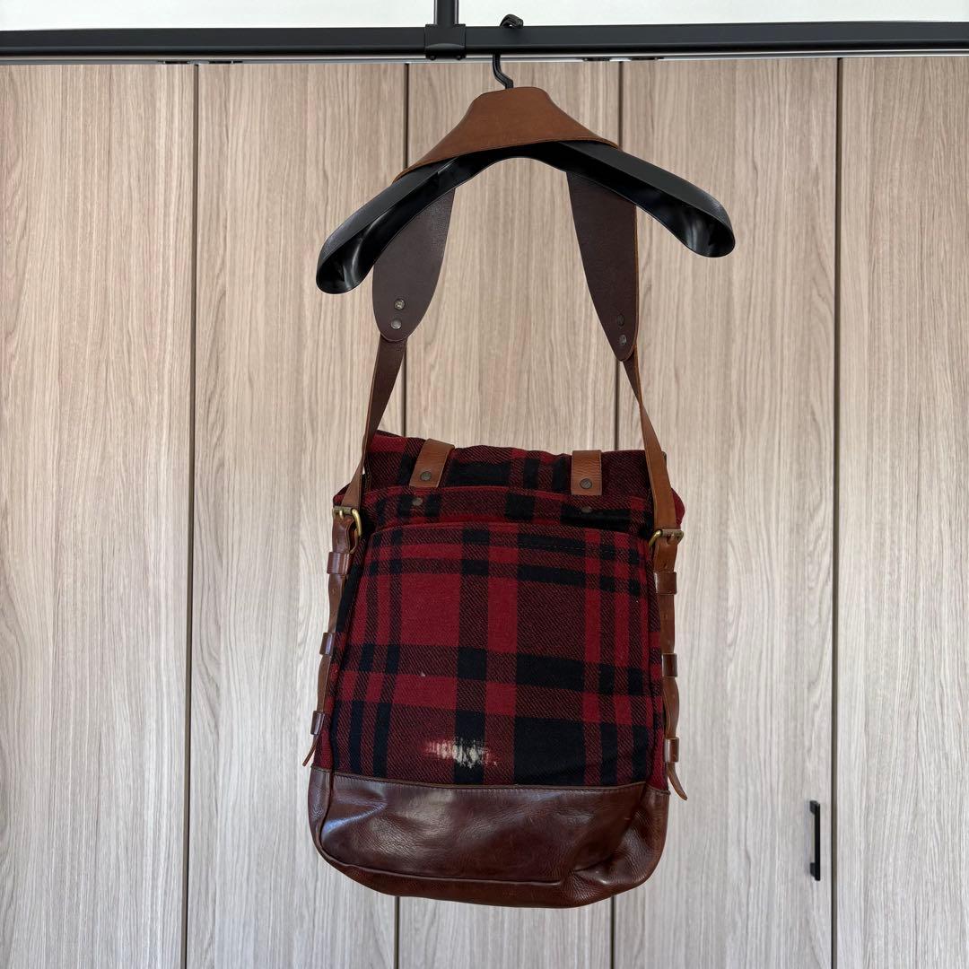【入手困難】RRL Double RL レザー ツイード バッグ チェック