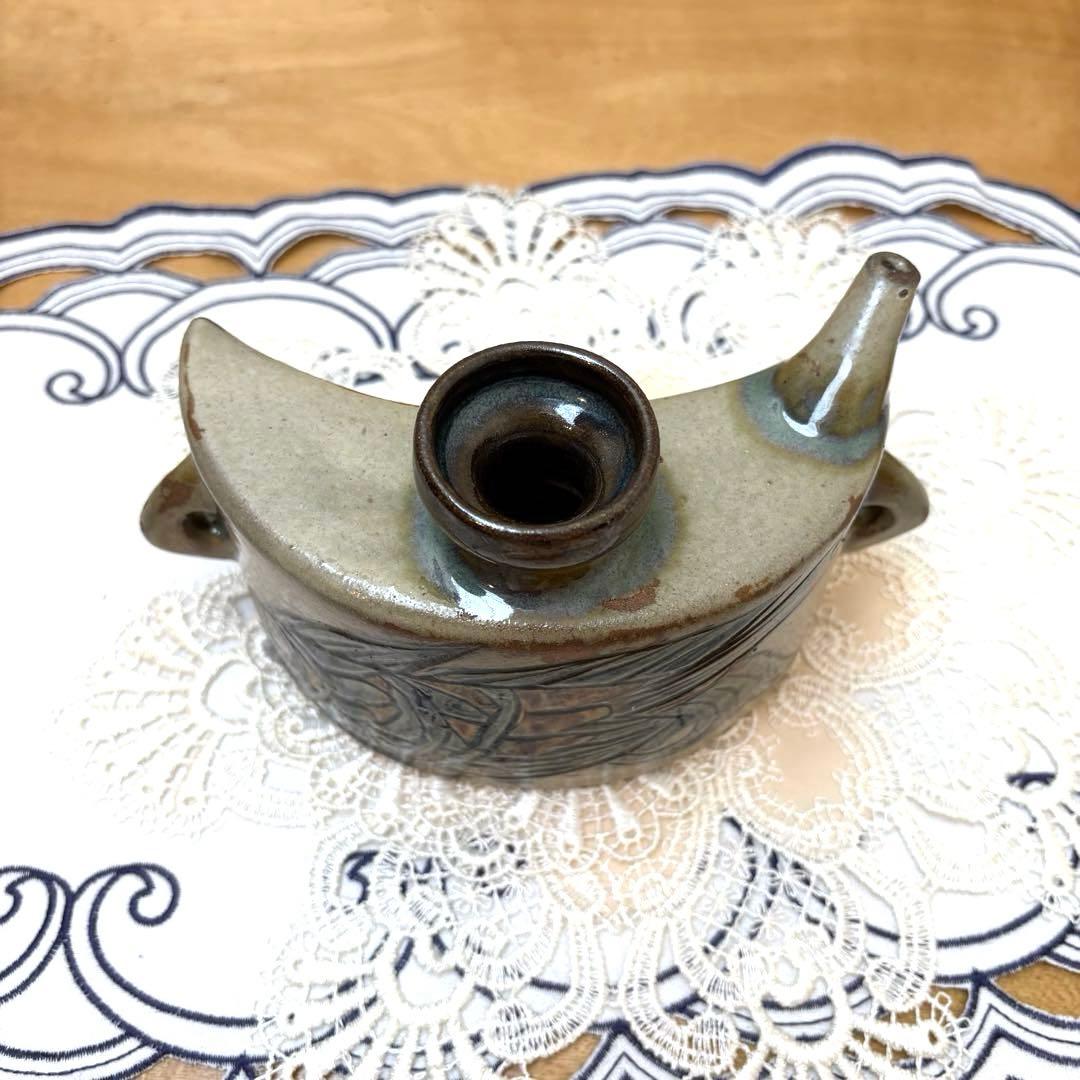 【元箱付き・1989年頃購入】壺屋焼　人間国宝　金城次郎作　魚文抱瓶