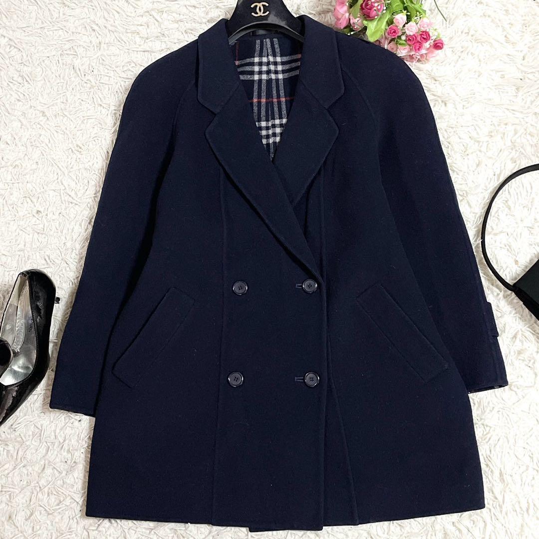 極美品● バーバリー コート ダブルフェイス ノバチェック ネイビー M