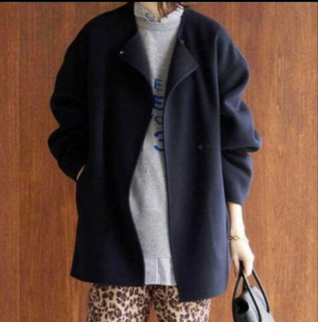 イエナSLOBE IENA ハミルトンショートコート ノーカラーコート