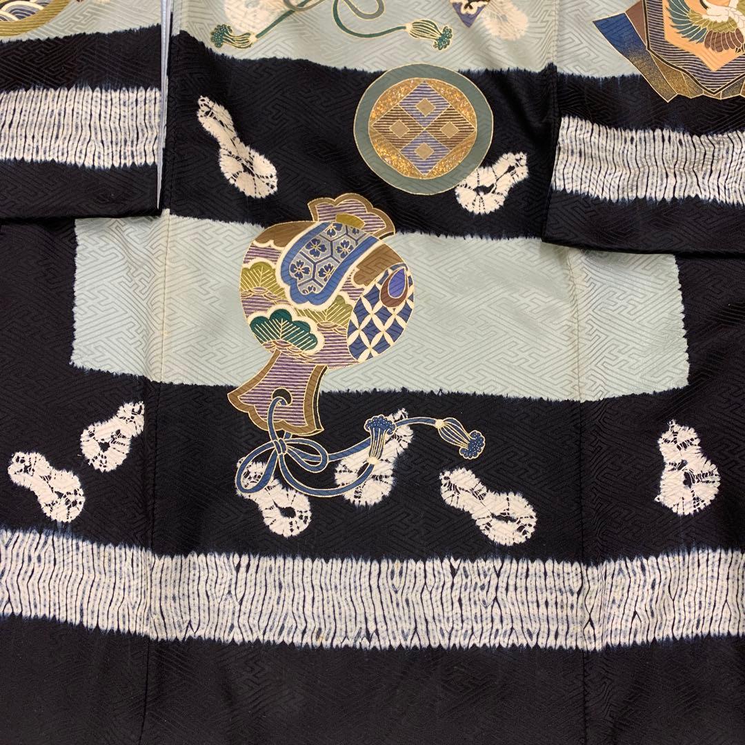 特別展示品☆新品正絹産着☆京友禅工芸染と絞り美術、特選龍兜に祝い小槌古典文