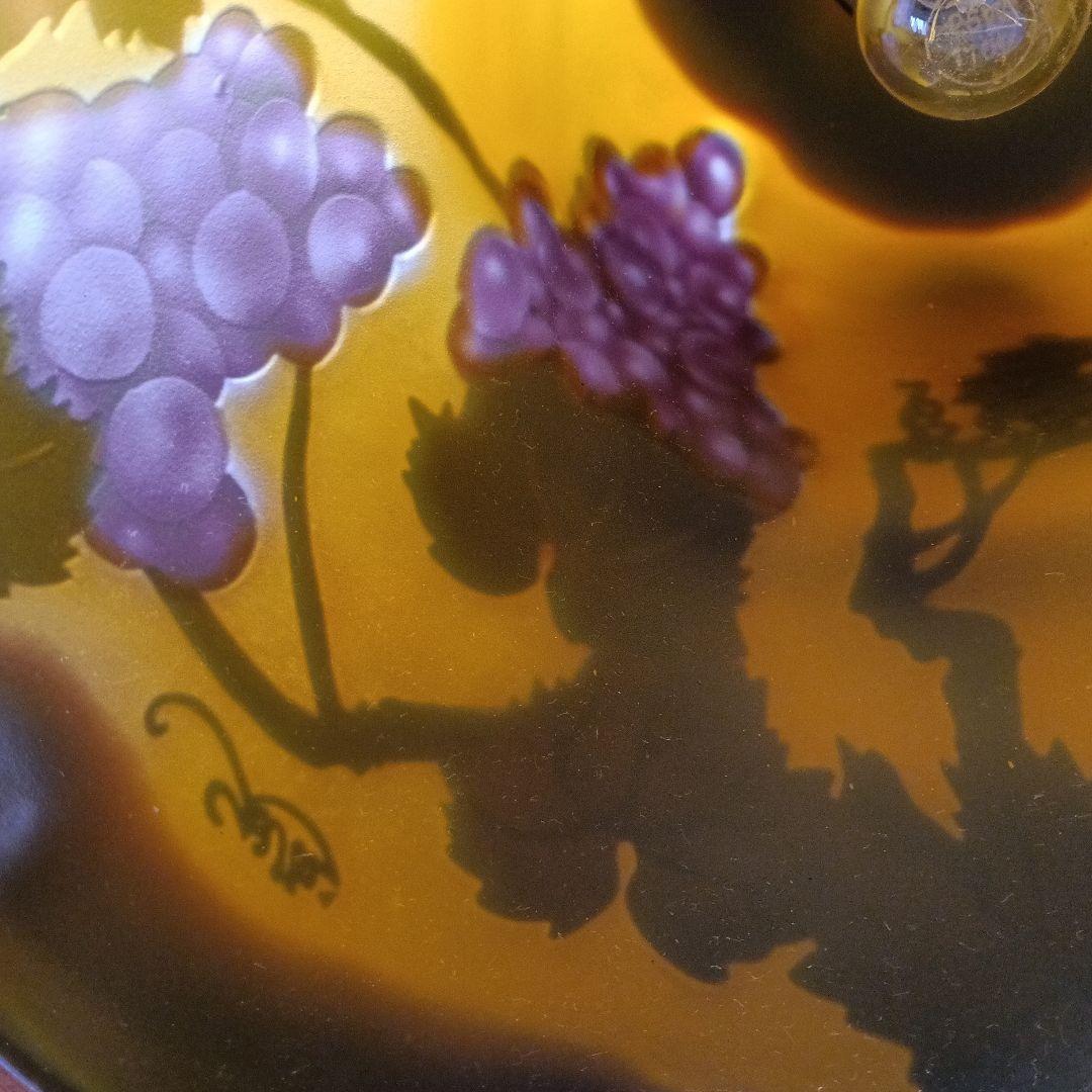 ガレ風　ヴィンテージ ブドウ模様 ガラスランプ