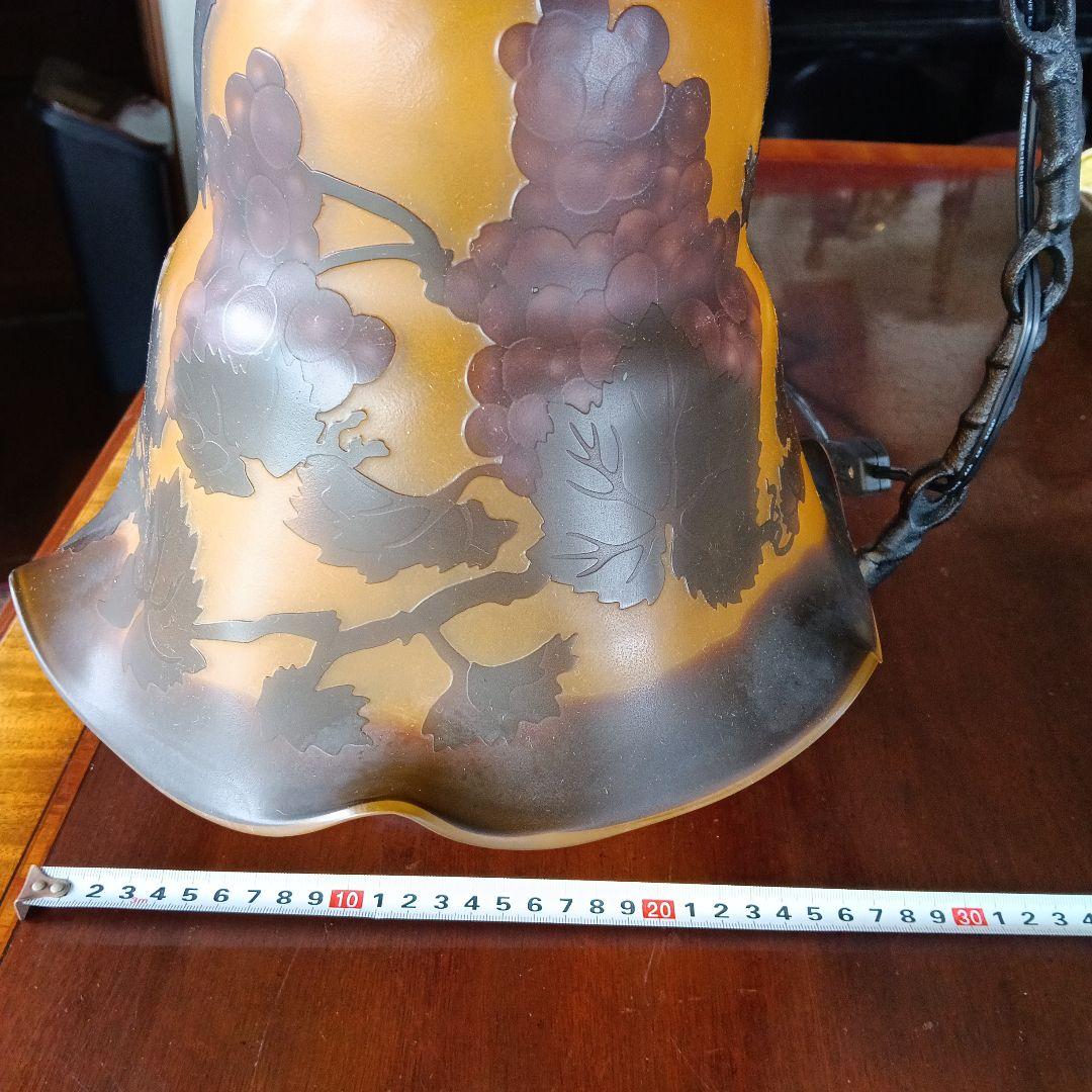 ガレ風　ヴィンテージ ブドウ模様 ガラスランプ