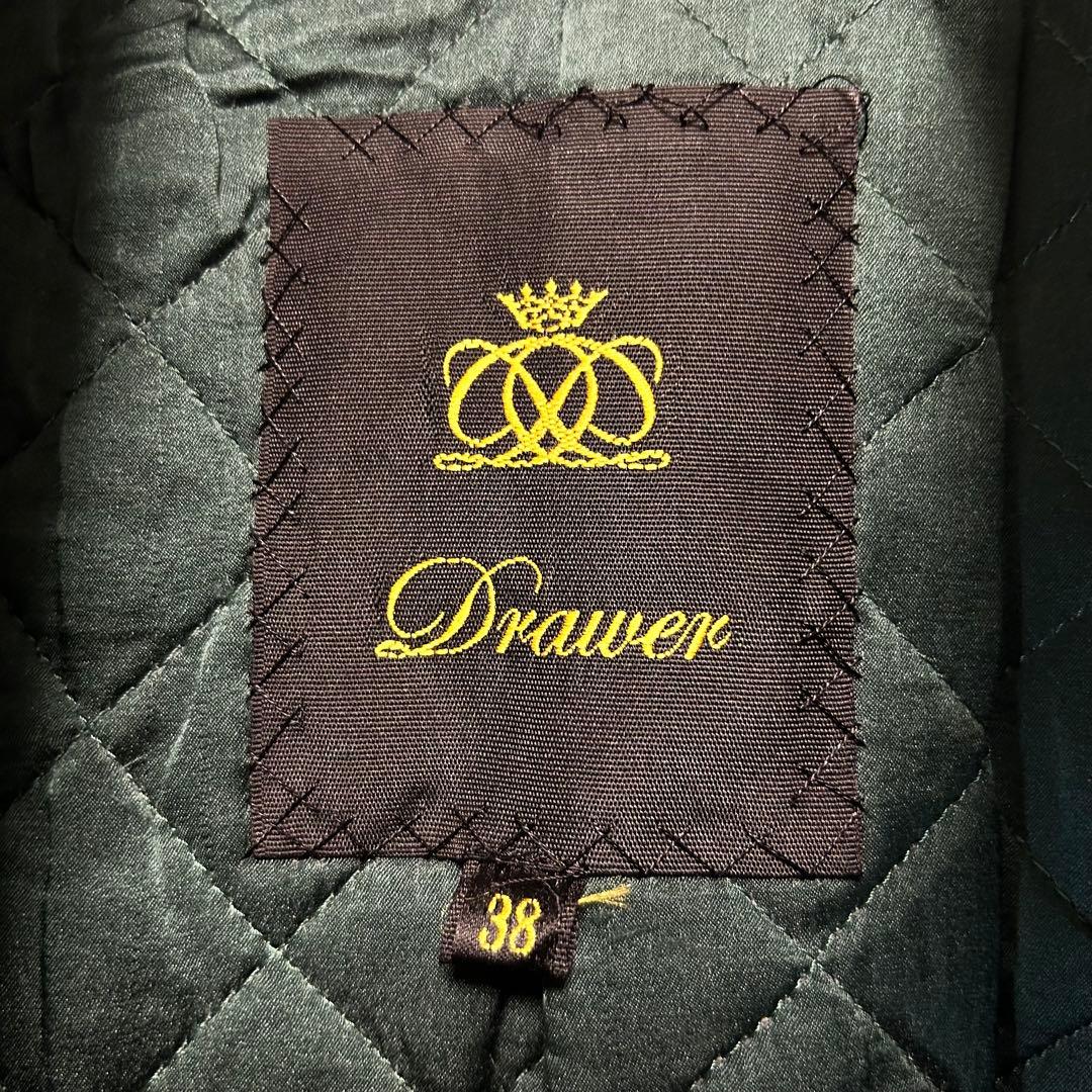 【最高峰】DRAWER 本革スタジャン　オールブラック　ウール/シルク混　38