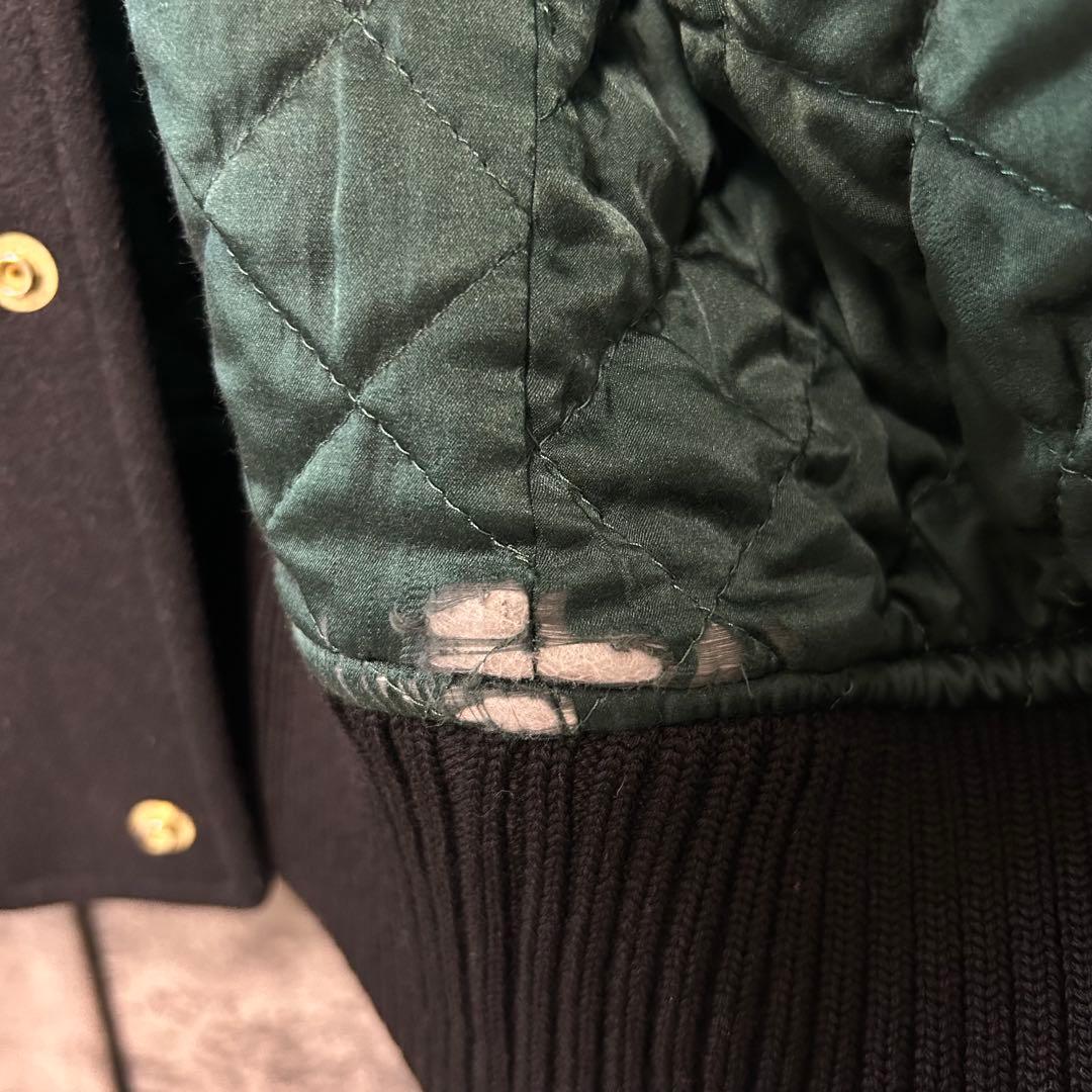 【最高峰】DRAWER 本革スタジャン　オールブラック　ウール/シルク混　38