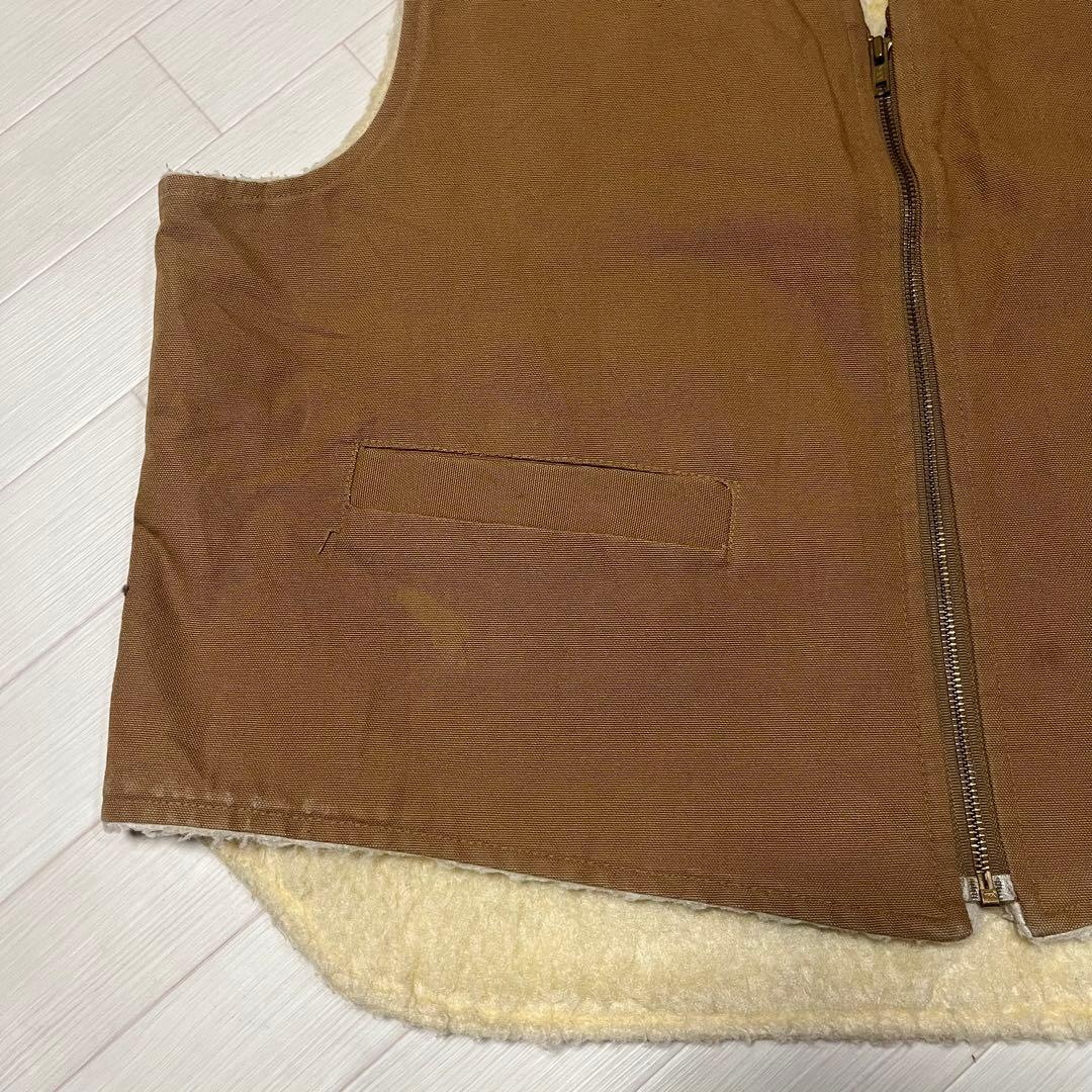 80s Carhartt ダック地ベスト 裏ボア 2XL