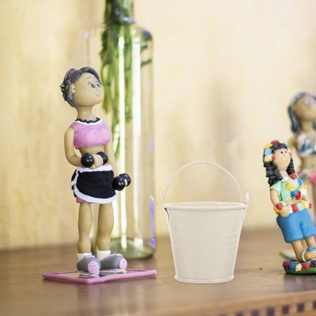 ブリキバケツ　取っ手付き　花　植木鉢　家庭用　園芸　8個　白　おしゃれ